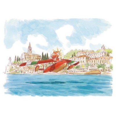 Watercolour Greeting cards 24 x 15,8 cm Seaplane – Porco Rosso