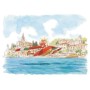 Watercolour Greeting cards 24 x 15,8 cm Seaplane – Porco Rosso